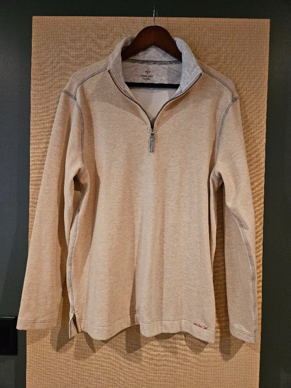 True Grit Men’s Medium Oatmeal Heather Quarter Zip Pullover